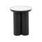 19.75" Black Metal Side End Accent Table with White Marble Tabletop